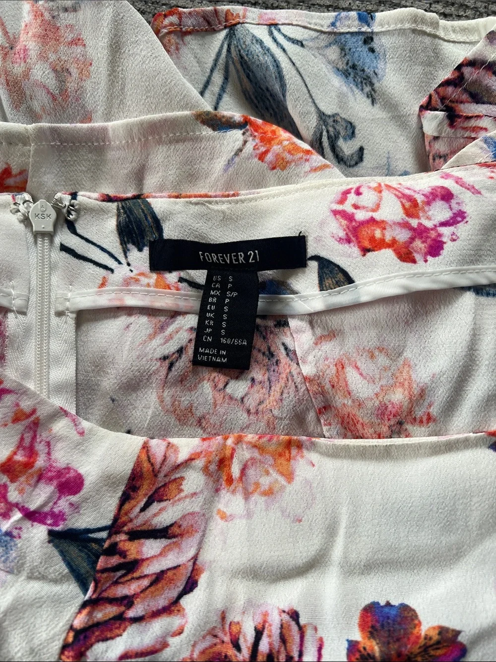 Floral A-Line Mini Skirt - White with Pink & Blue Blooms